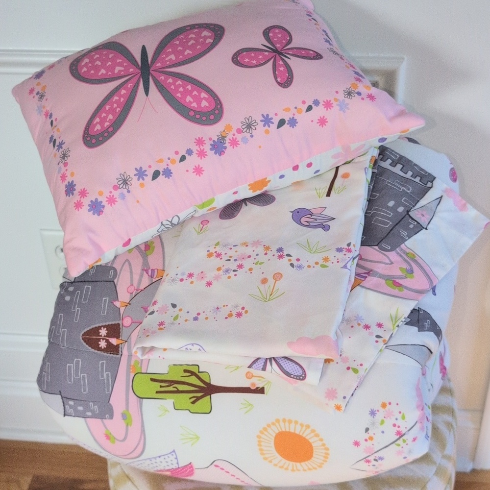 Fairy Tale Castle Comforter Set - Pink and Gray